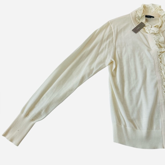 J. Crew Fine Gage Merino Wool Ruffle Cardigan Sweater - Picture 3 of 8